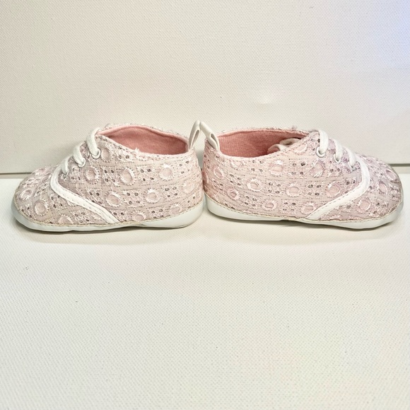 Laura Ashley Embroidered Sparkly Crib Sneakers Sz 9-12M Pink Walker Infant NWOT - Picture 5 of 8
